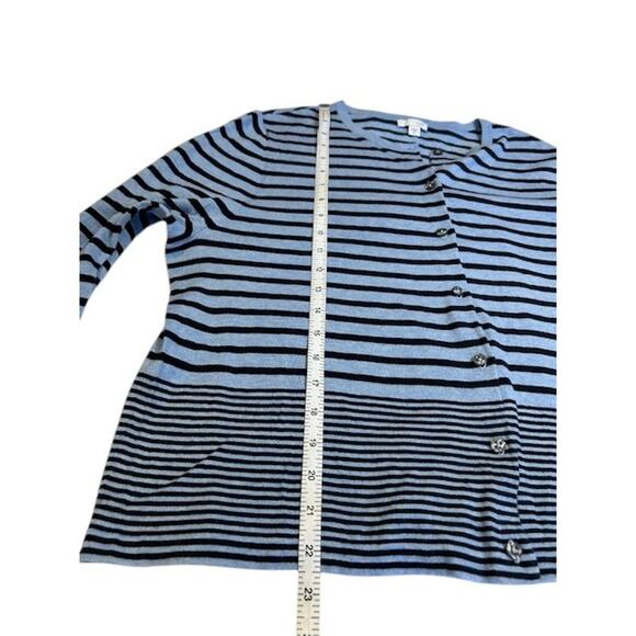 J. Jill Blue Navy Light Blue Stripe Button Cotton Bamboo Blend Cardigan Size XL - Picture 6 of 9